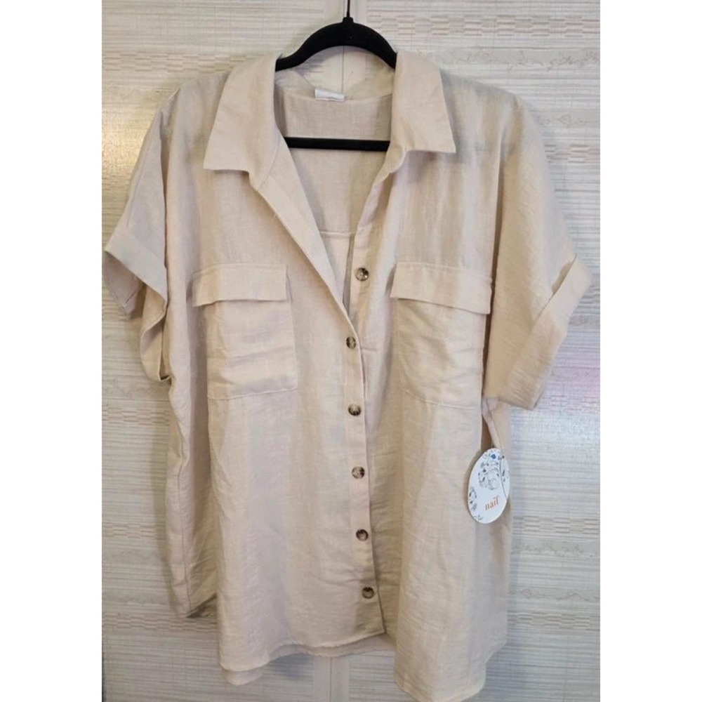 Naïf Womens 2X Short Sleeve Button Up Shirt